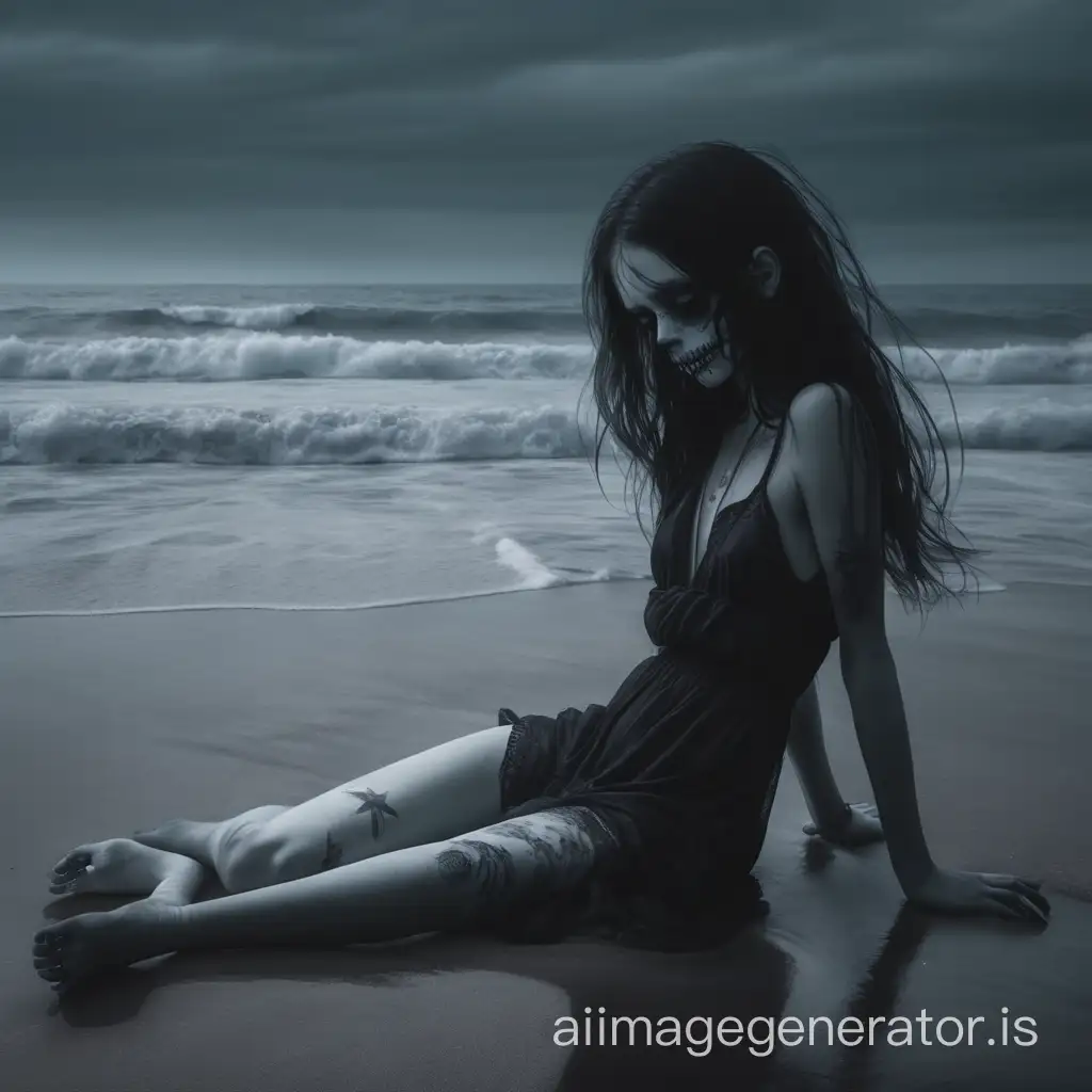 Mysterious-Scene-Dark-Ocean-Ambiance-with-a-Deceased-Young-Woman