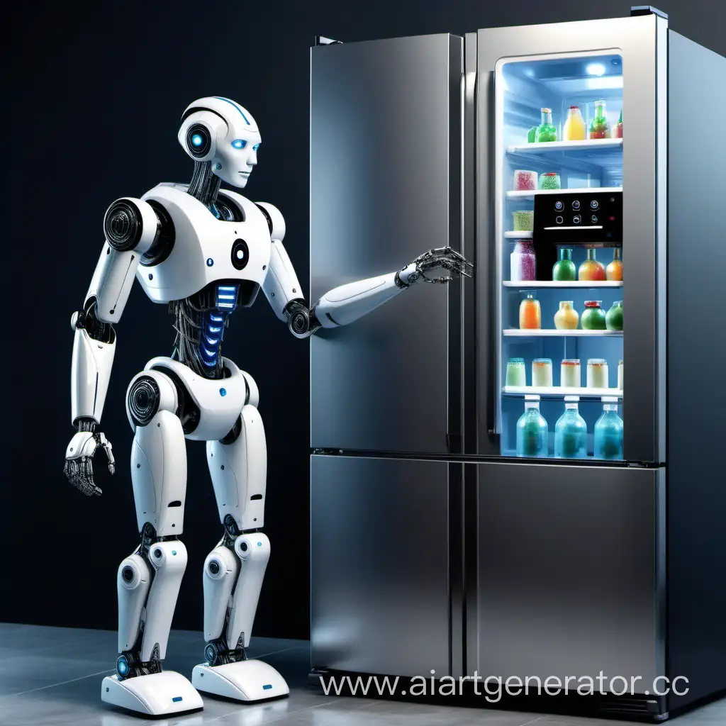 Искусственный интеллект в виде робота который управляет работой холодильника 