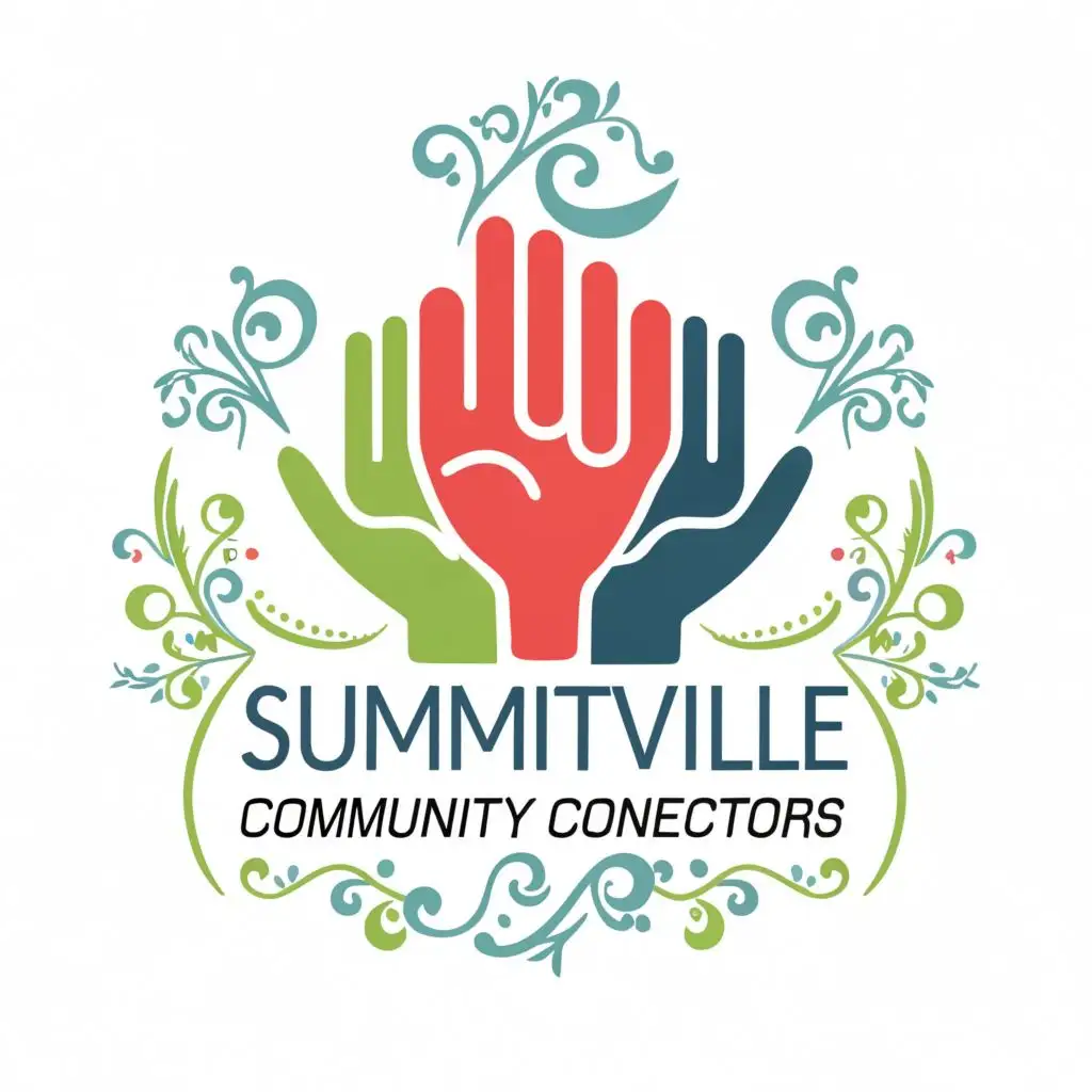 logo, Hands, with the text "Summitville Community Connectors", typography, be used in Home Family industry