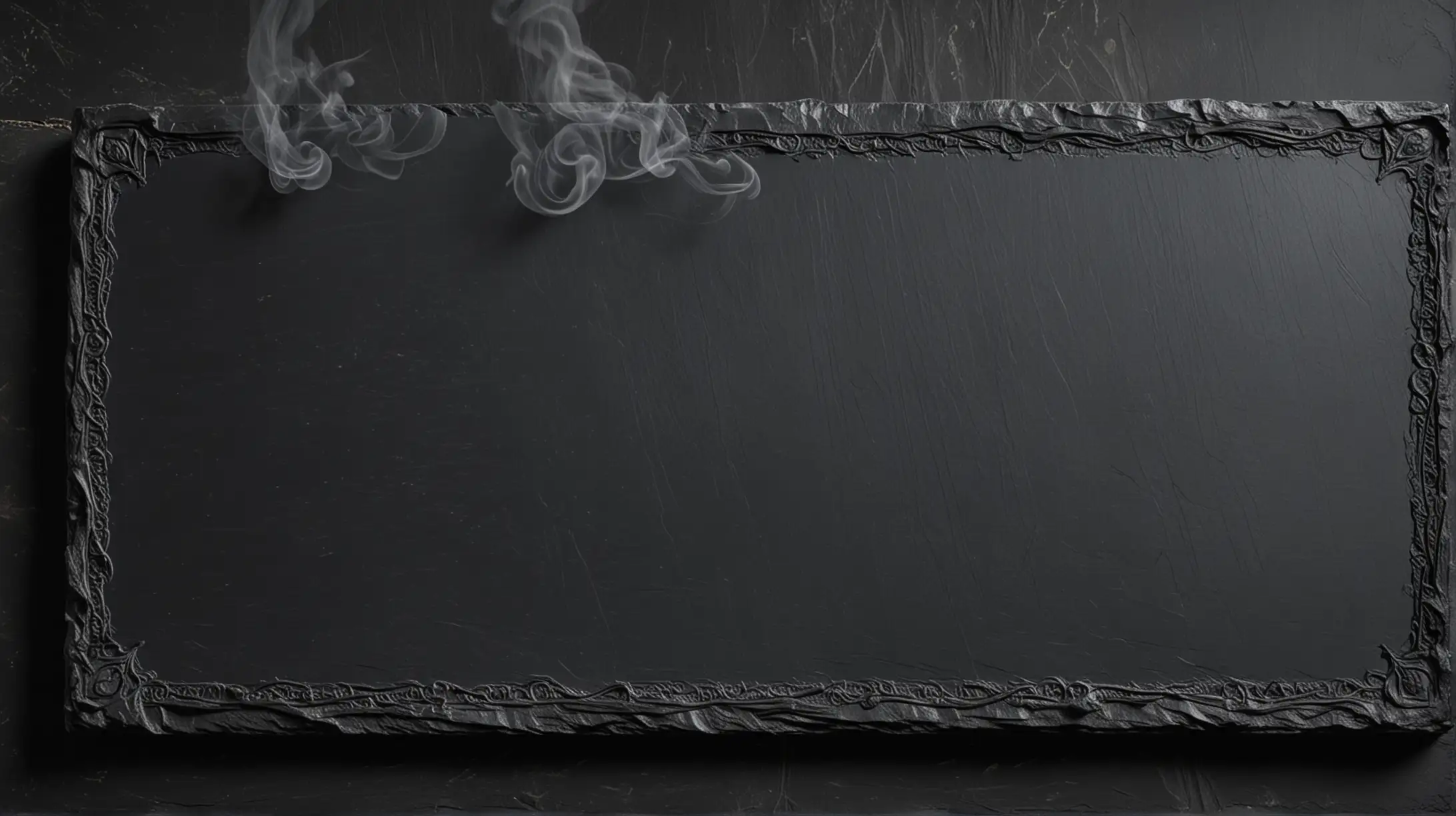 A black gothic slate with smoke around the edges to write on
