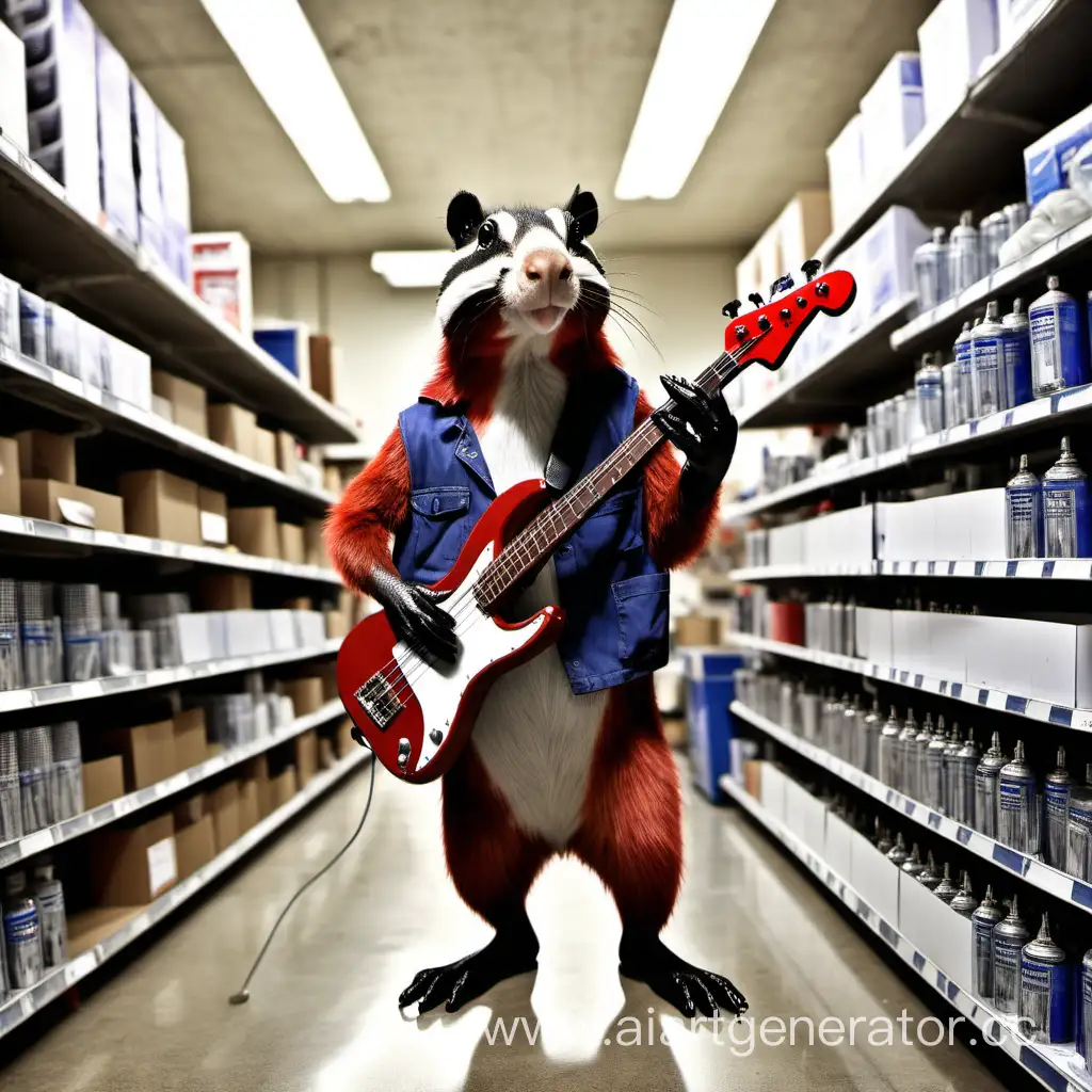 Versatile-Animal-Employee-Jamming-Out-in-Plumbing-Supply-Store