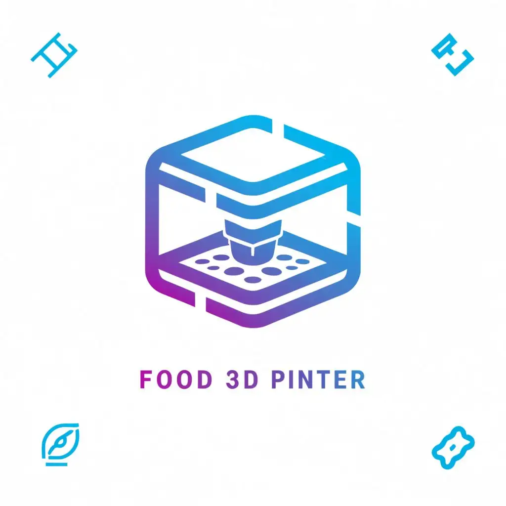 a logo design,with the text "food 3D printer", main symbol:food
