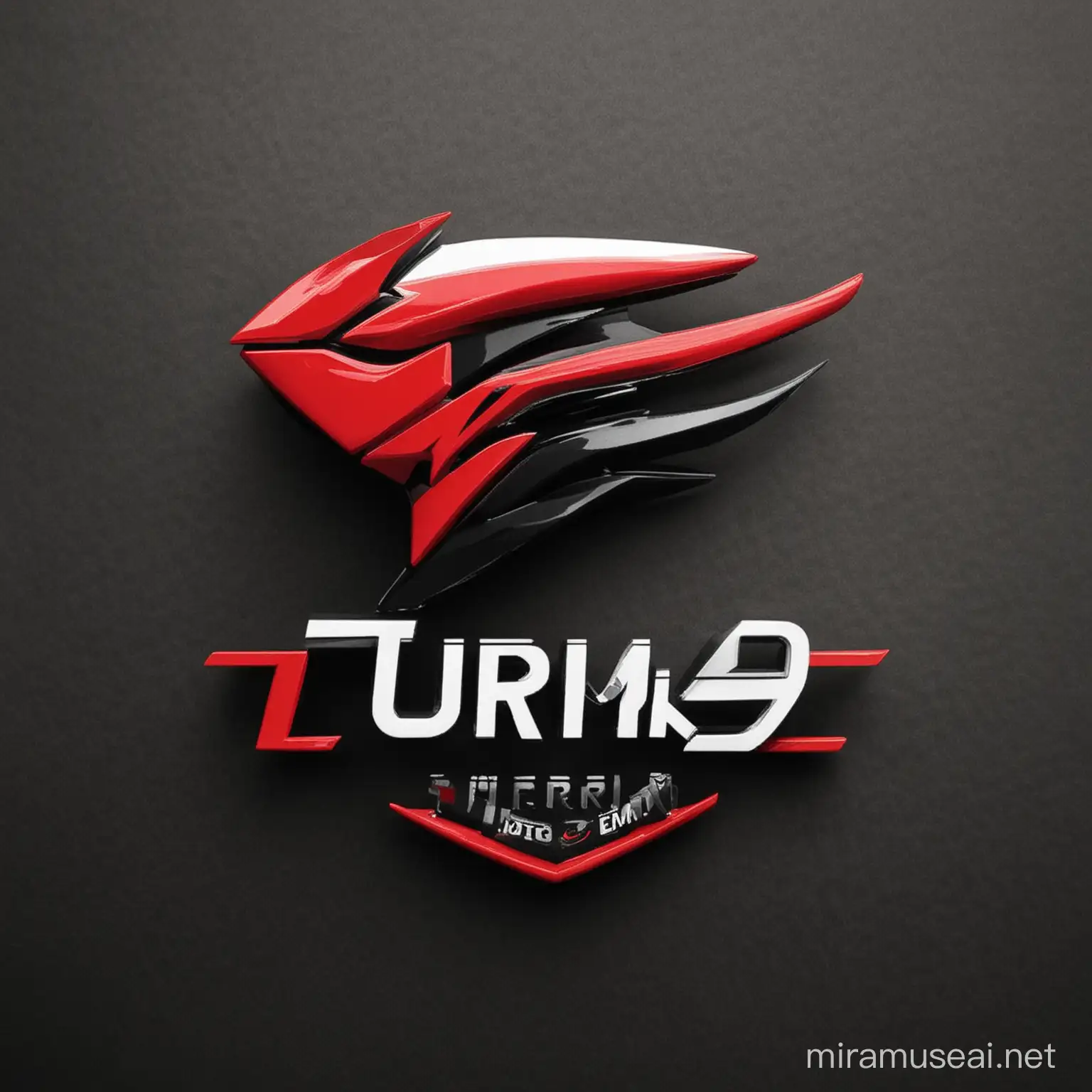 now, create  the name Turi Motos
e em Color red whait e Black Style logo type