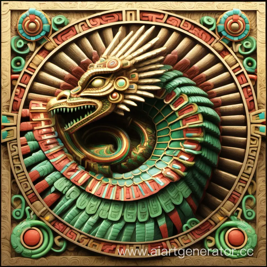 Majestic-Quetzalcoatl-Serpent-in-Vibrant-Aztecinspired-Colors