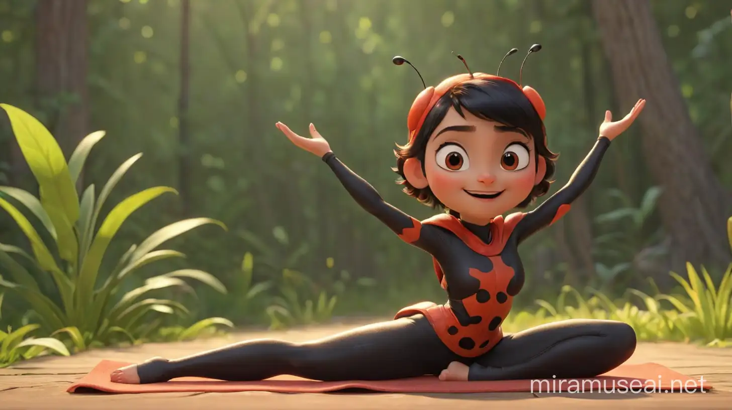 Pixar Style Ladybug Yoga Animated Insect Relaxation Exercise