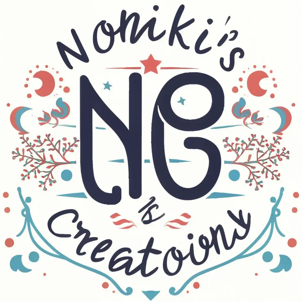 logo, N C, with the text "Nomiki's Creations", typography