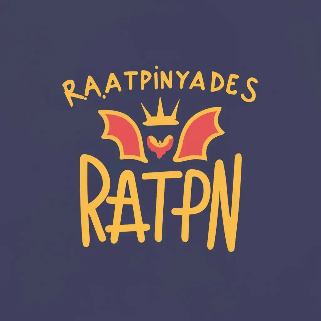 logo, Bat with wings wearing a crown, in the style of Jean-Michel Basquiat, with the text "Ratapinyades", typography, be used in Sports Fitness industry