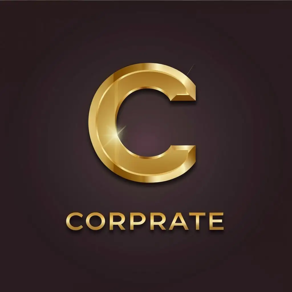 a logo design,with the text "Corporate", main symbol:uppercase solid gold letter C in 3d, be used in Finance industry