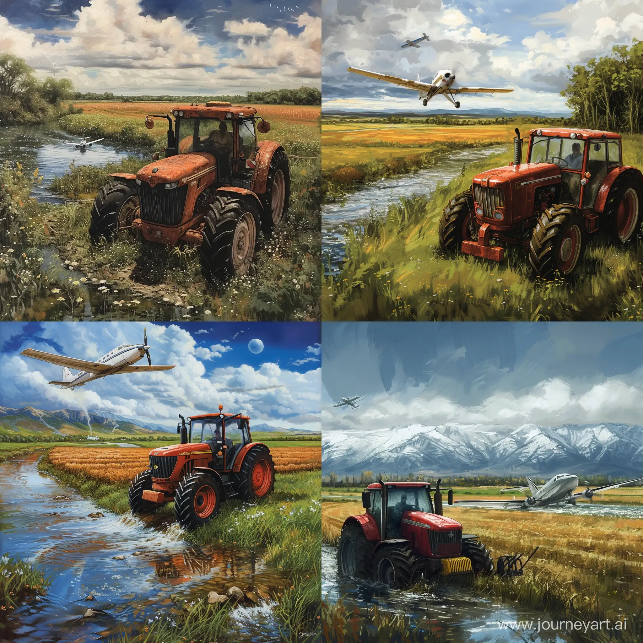 Rural-Landscape-Tractor-in-the-Field-and-Plane-in-the-River