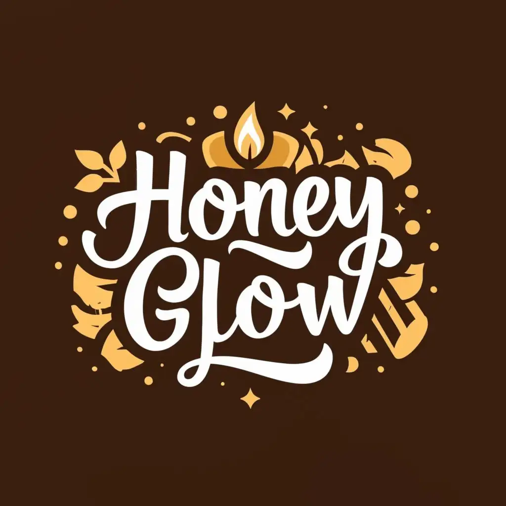 logo, candles, with the text "Honey Glow", typography