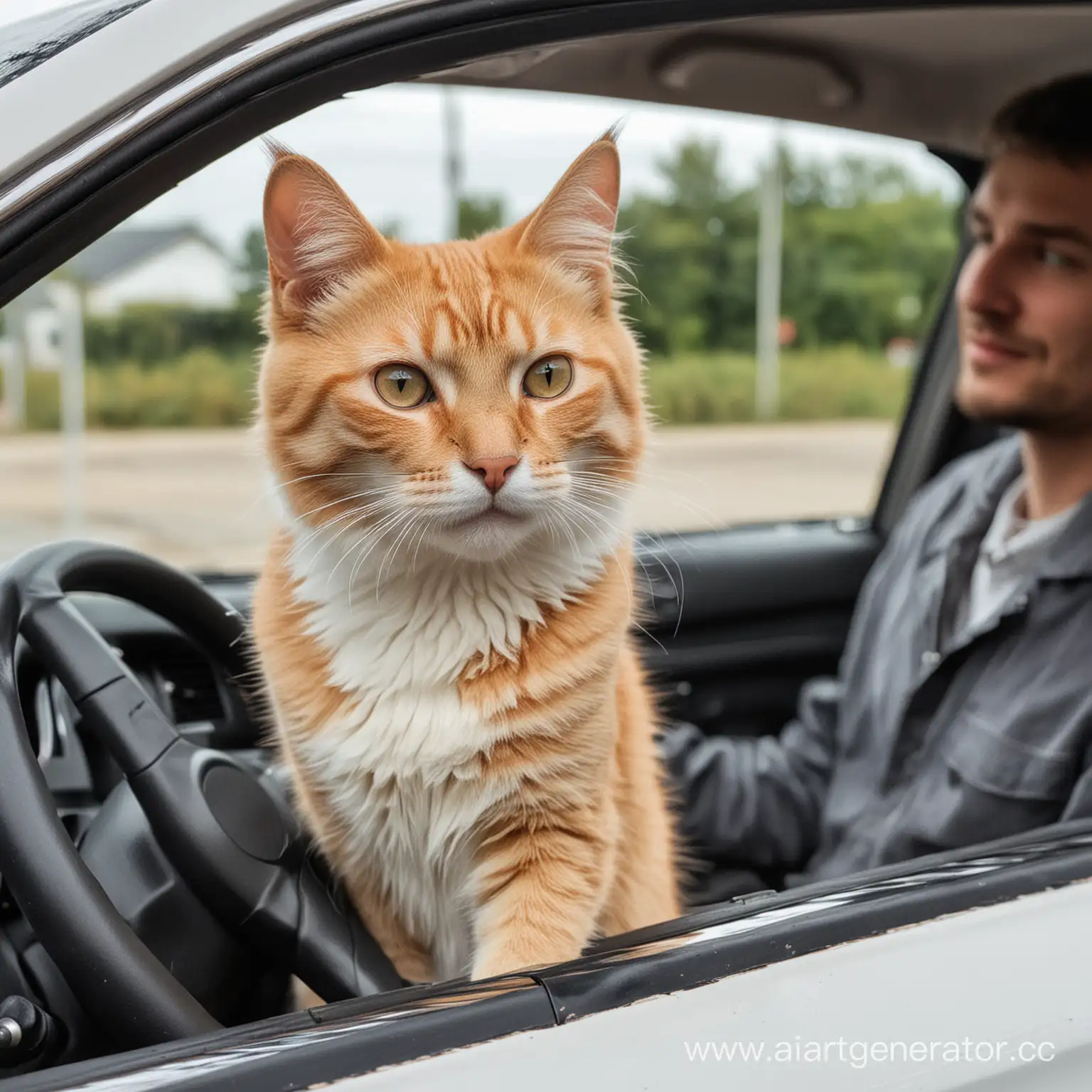 Adventurous-Cat-Driving-a-Blue-Vintage-Car