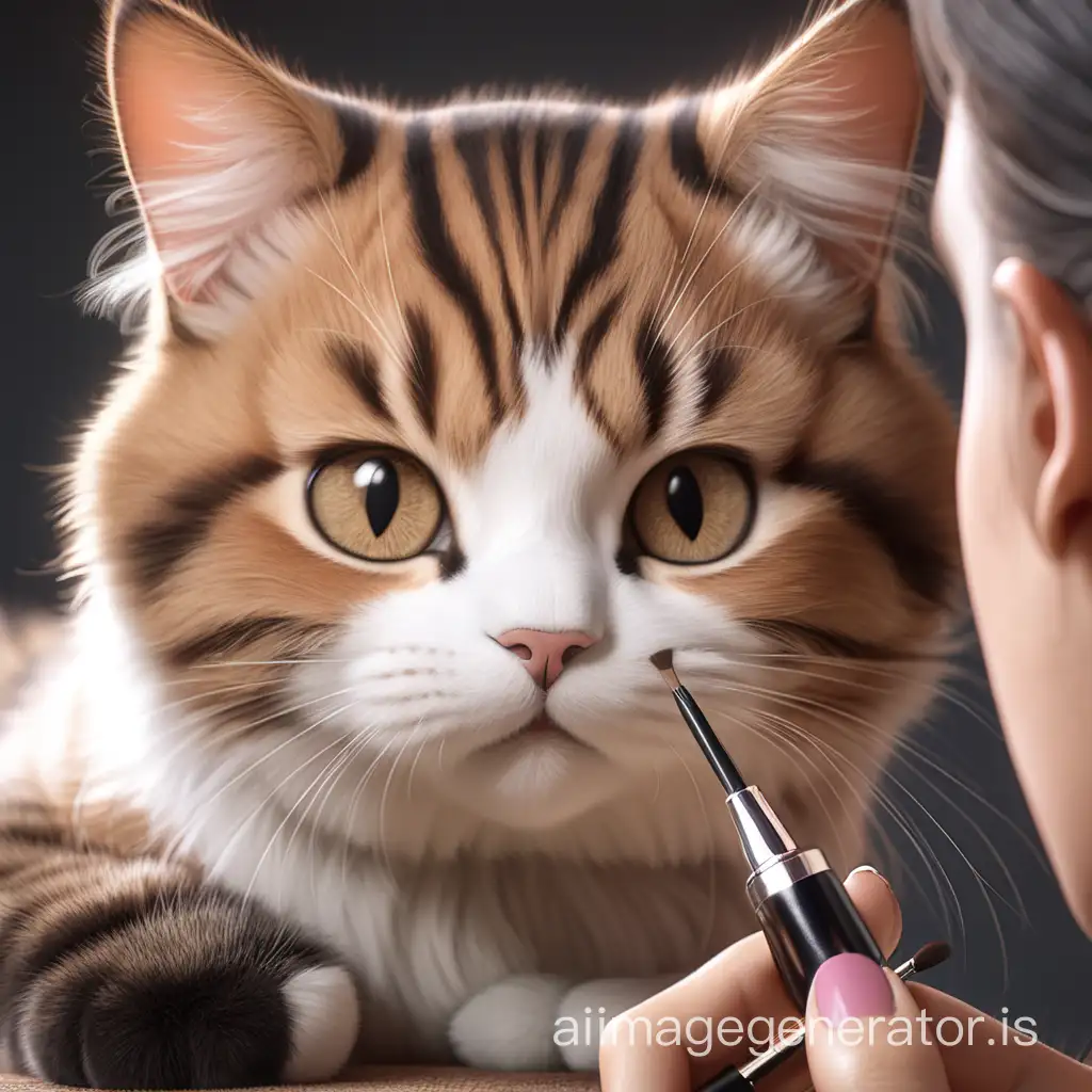 browmaster doing brows for the cute cat, realism style