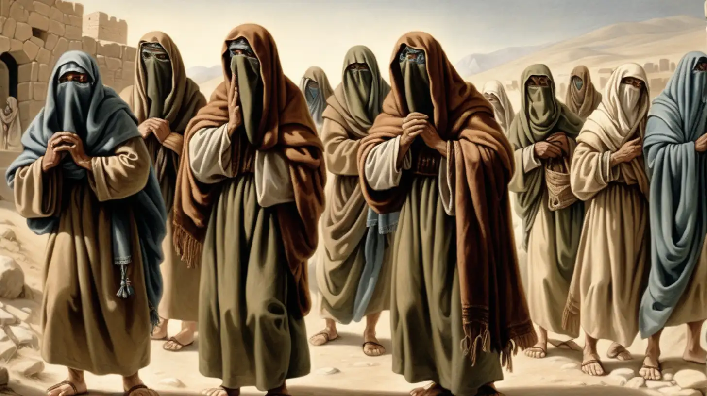 Lepers in Biblical Era Veiled with Scarves