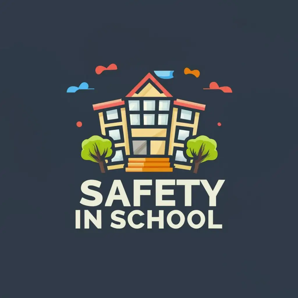 a logo design,with the text "safety in school", main symbol:a school,Moderate,be used in Entertainment industry,clear background