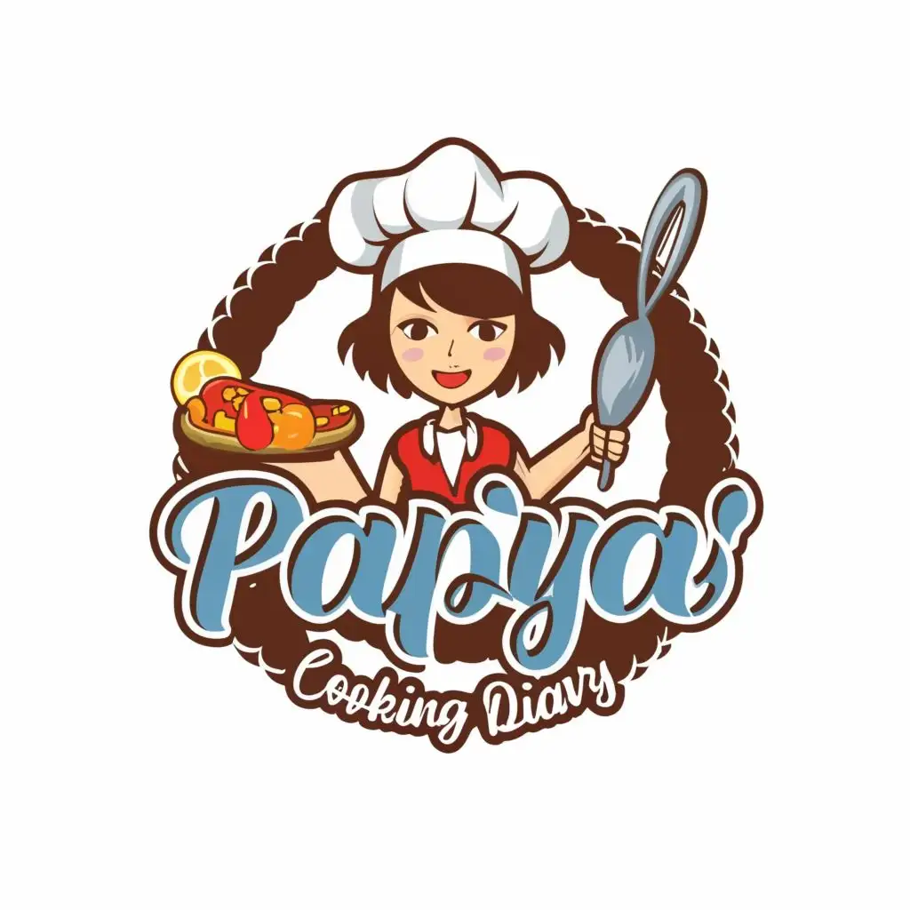 logo, Chief girl, with the text "Papiya's Cooking Diary", typography, be used in Restaurant industry