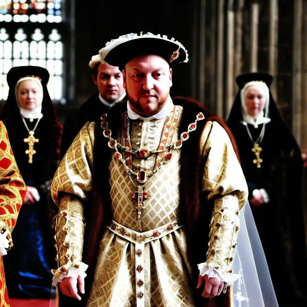 Enrique VIII  a los  18 años en la iglesia  su boda con Catalina de Aragón