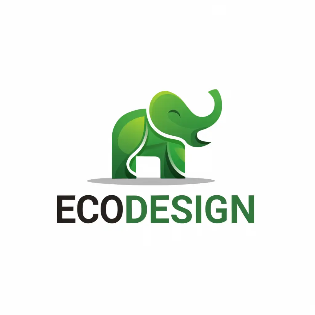 a logo design,with the text "EcoDesign", main symbol:Elephant,Moderate,clear background