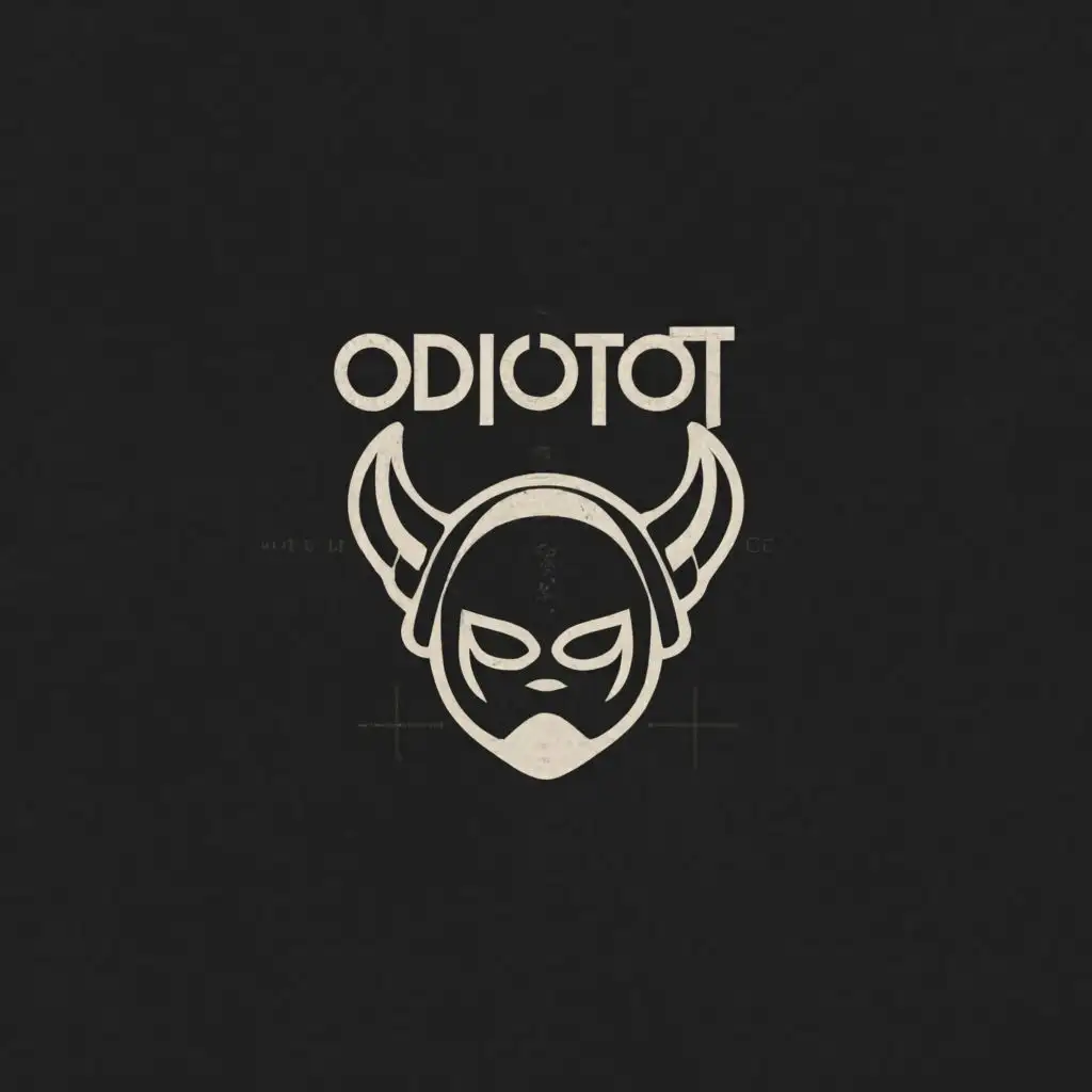 a logo design,with the text "DJ Odoto", main symbol:DJ, Music, demon, Dust mask,Minimalistic,be used in Internet industry,clear background