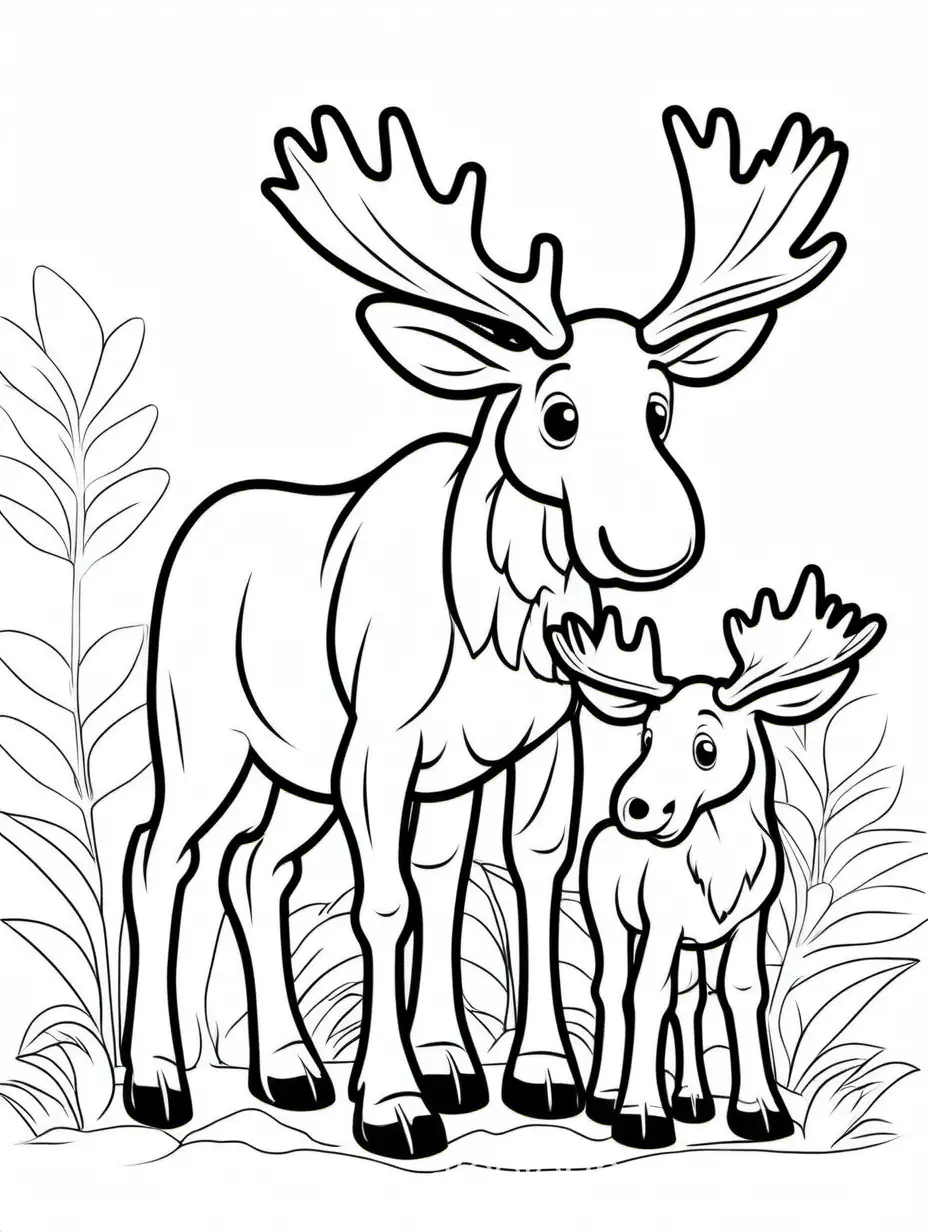 Adorable-Moose-Calf-and-Son-Coloring-Page-for-Kids