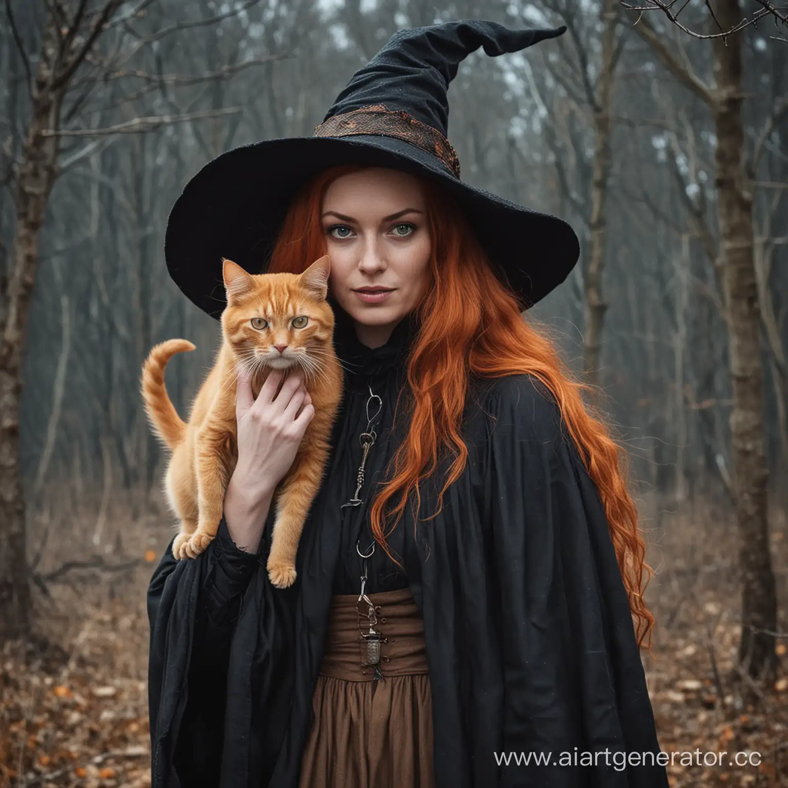 Ведьма с рыжим котом