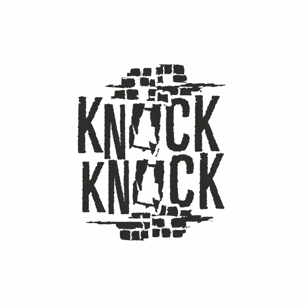 a logo design,with the text "Knock Knock", main symbol:Silhouette of broken door,complex,be used in Nonprofit industry,clear background