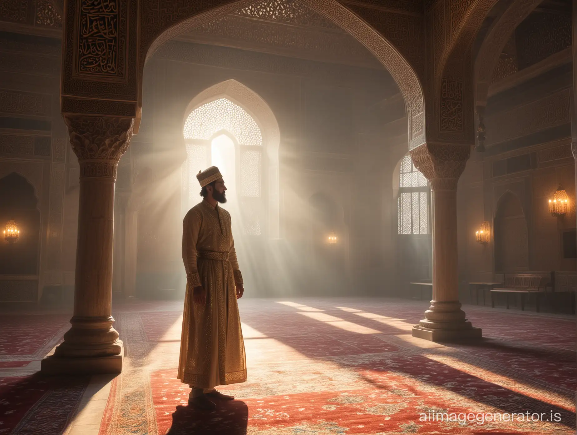 a muslim king in a palace, magic light
