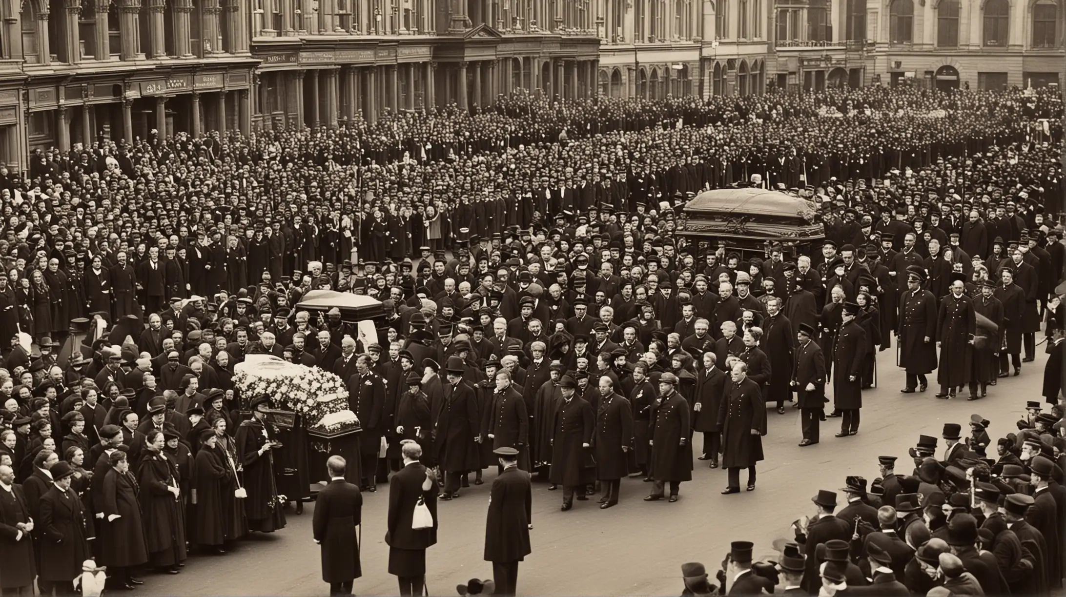 Dame una imagen realista como tomada por cámara profesional; En 1897,  la reina victoria su funeral y su muerte a los 83 años