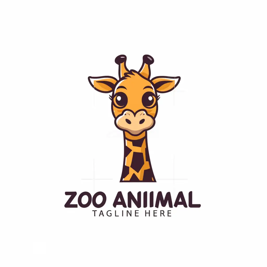 LOGO-Design-For-Zoo-Animal-Cheerful-Giraffe-Cartoon-Emblem-for-Event-Industry