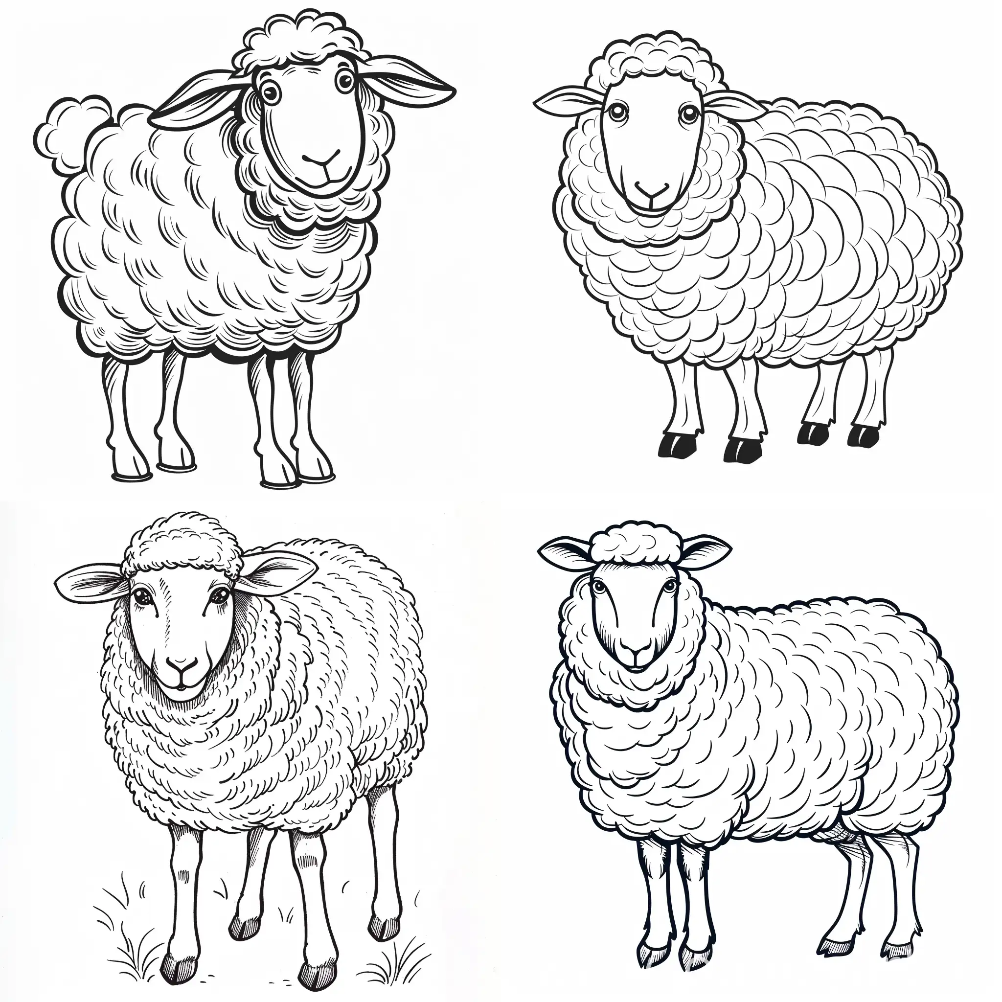 Adorable-Sheep-Coloring-Book-for-Kids-with-Black-Outlines