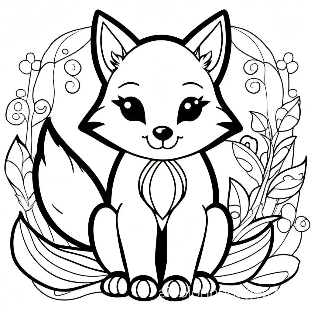 cute, kawaii style fox



, Coloring Page, black and white, line art, white background, Simplicity, Ample White Space. The background of the coloring page is plain white to make it easy for young children to color within the lines. The outlines of all the subjects are easy to distinguish, making it simple for kids to color without too much difficulty