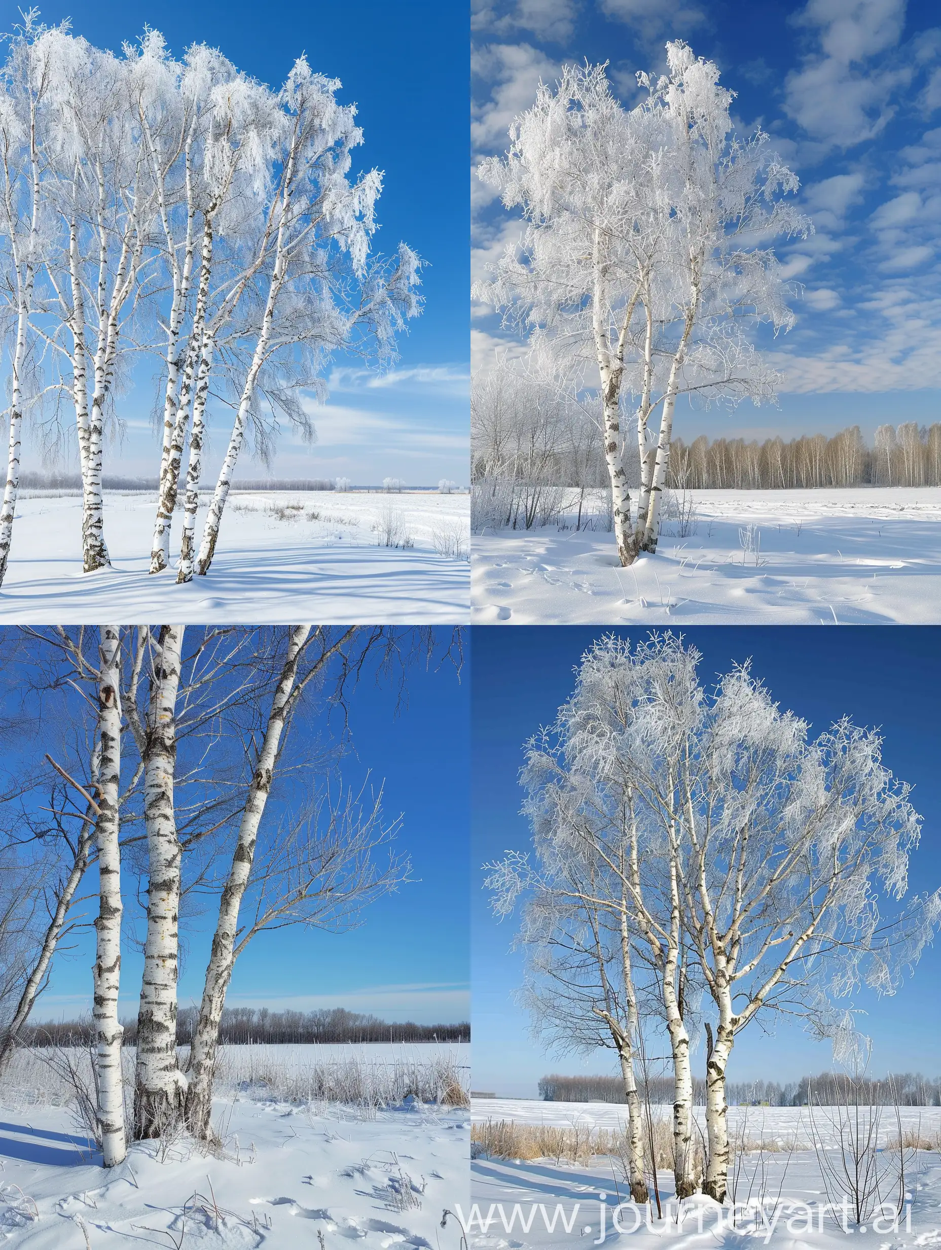 Serene-Winter-Landscape-SnowCovered-Birch-Forest-under-a-Crisp-Blue-Sky
