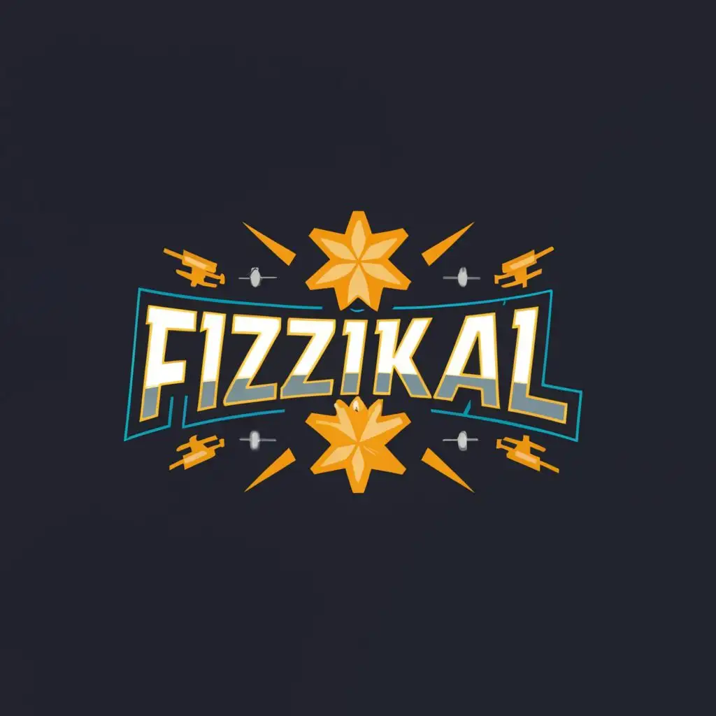 a logo design,with the text "FIZZIKAL", main symbol:the word FIZZIKAL WITH STARS SHOOTING FROM IT,Moderate,be used in Sports Fitness industry,clear background