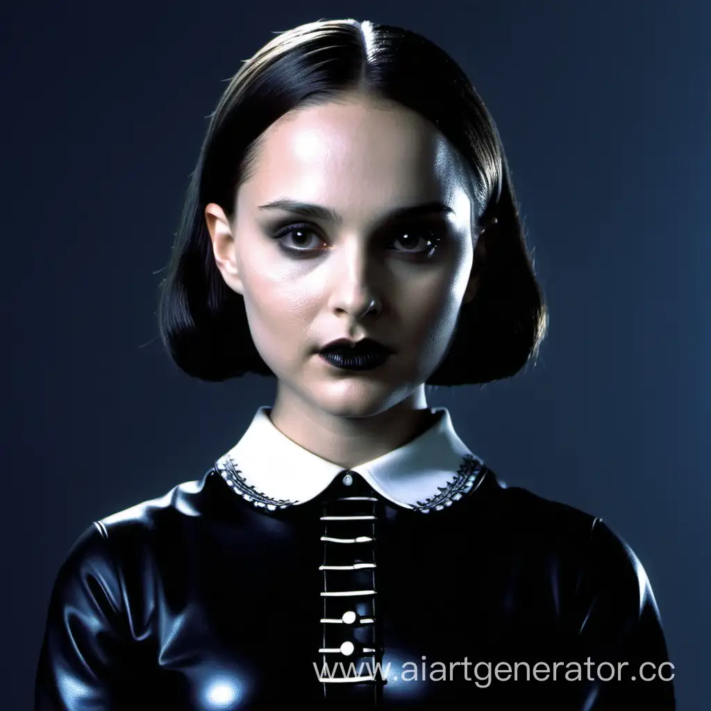 Natalie-Portman-Embraces-Wednesday-Addams-Vibes-in-Striking-Latex-Ensemble