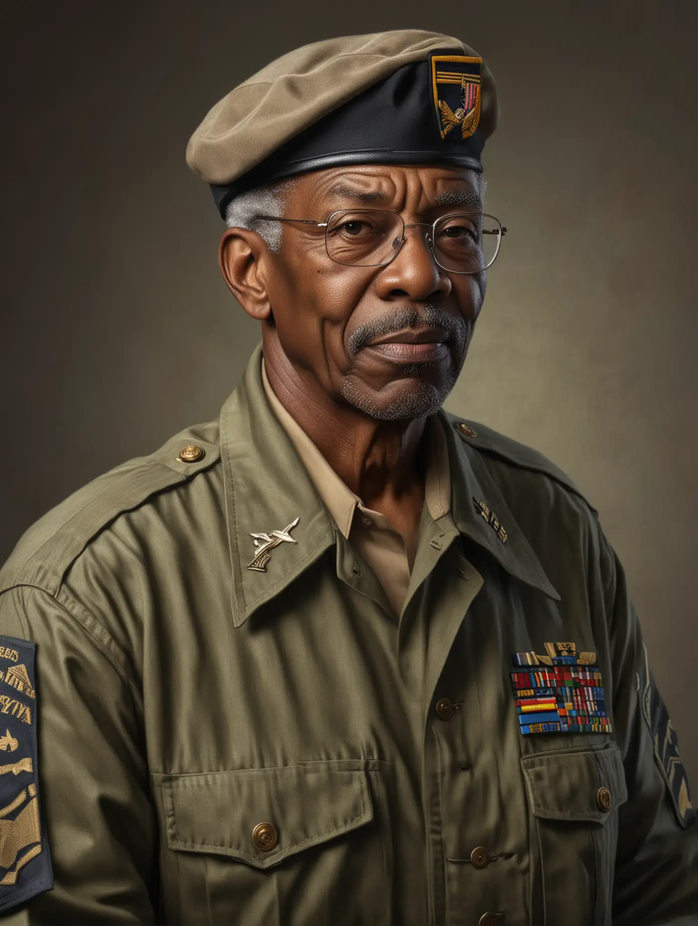 a realistic african american retired veteran