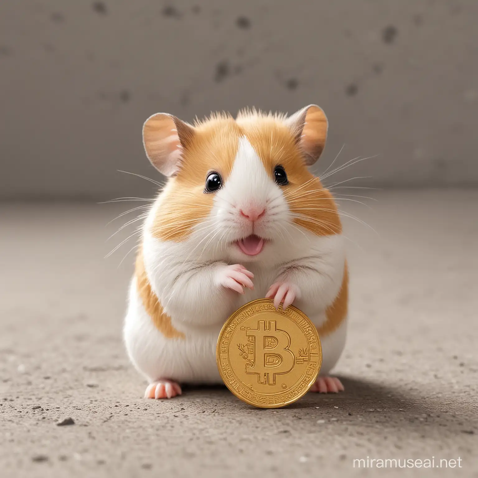 Cryptocurrency Enthusiast Hamster Posing with Digital Coins