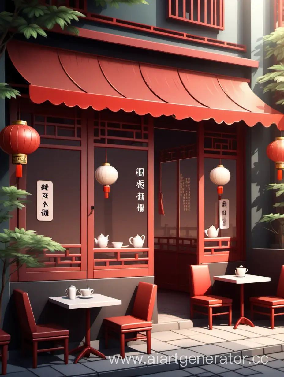 фон для иллюстрации, милое кафе, китайский стиль, современный стиль, реализм
