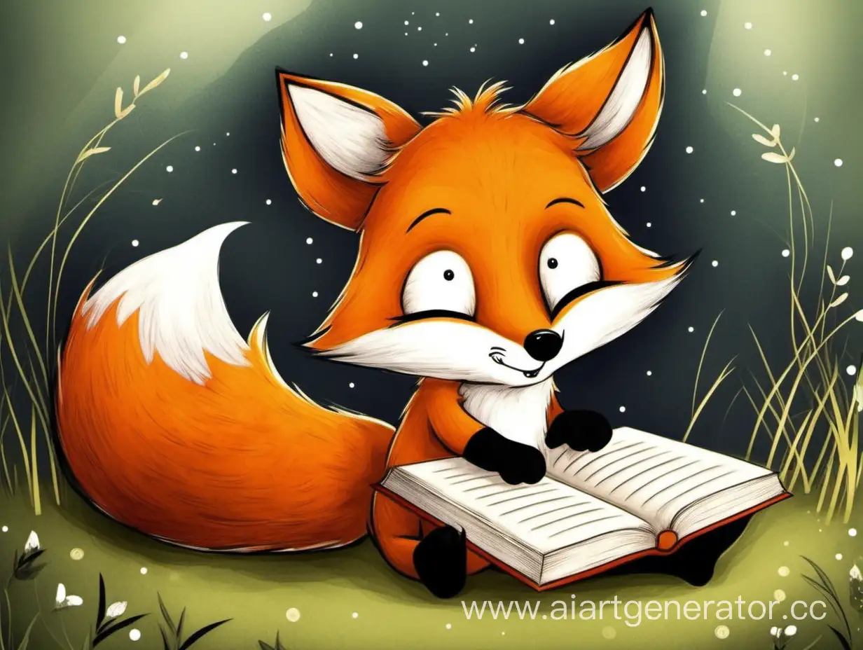 Joyful-Fox-Immersed-in-Reading-Adventure