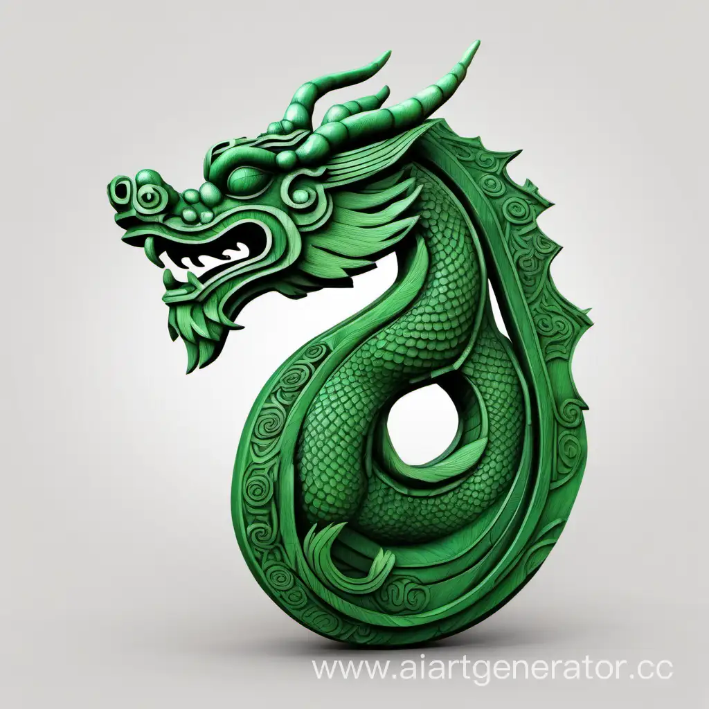 бурятскай зелёный деревянный дракон на сагаалган без фона