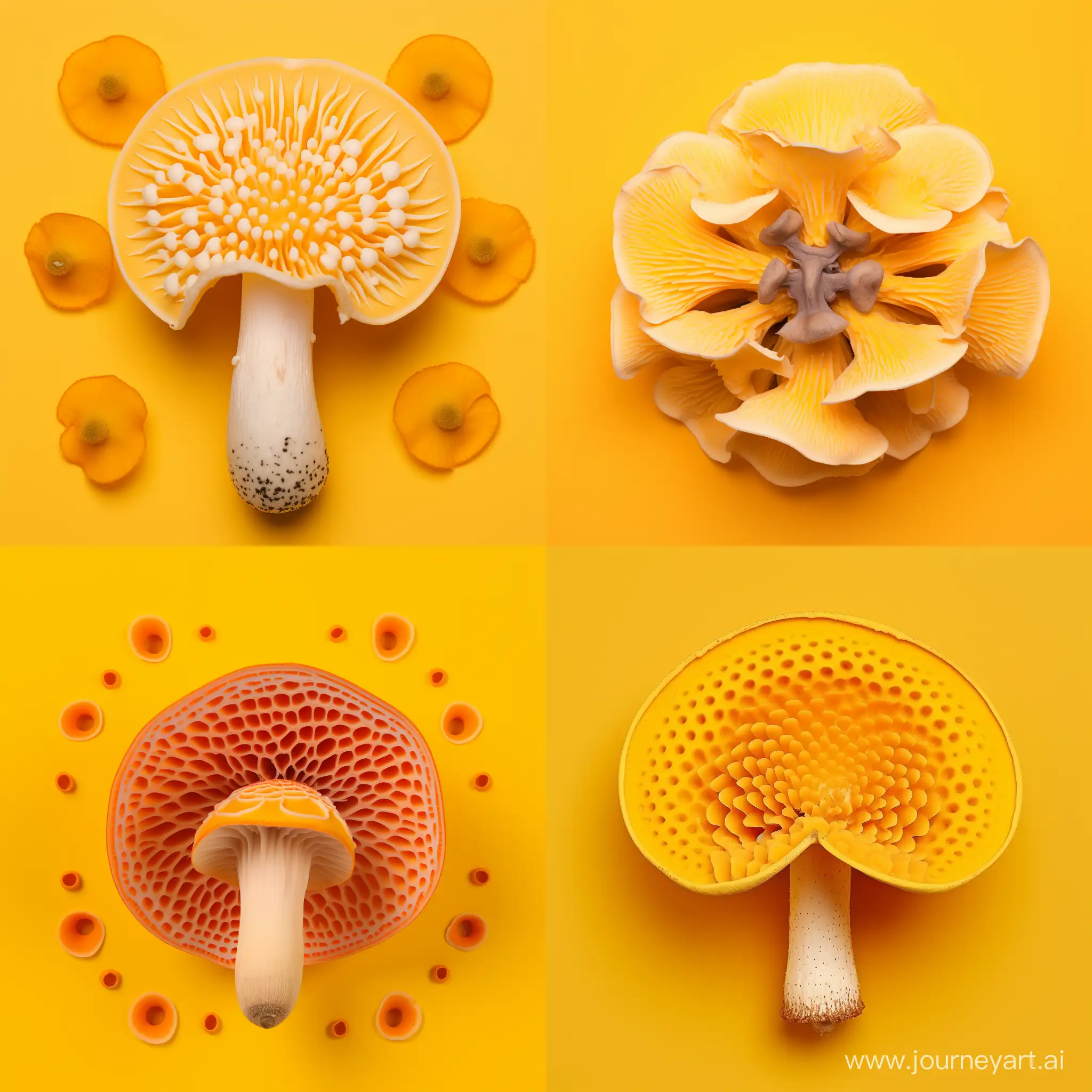 Amanita-Muscaria-Mushroom-Vibrant-SplitToned-Isolation-on-Yellow-Background