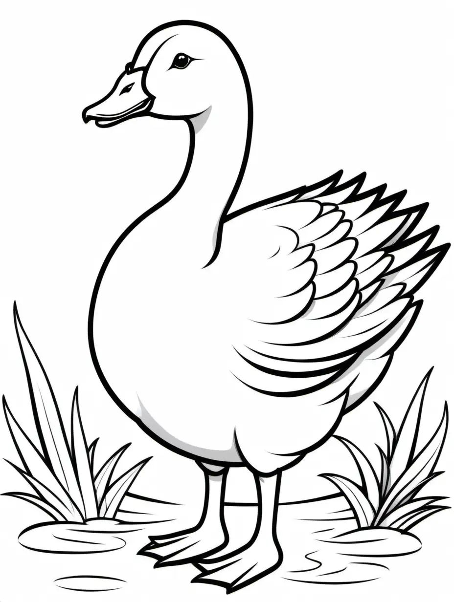 Adorable Simple Goose Coloring Page Cute Line Art for Creative Fun