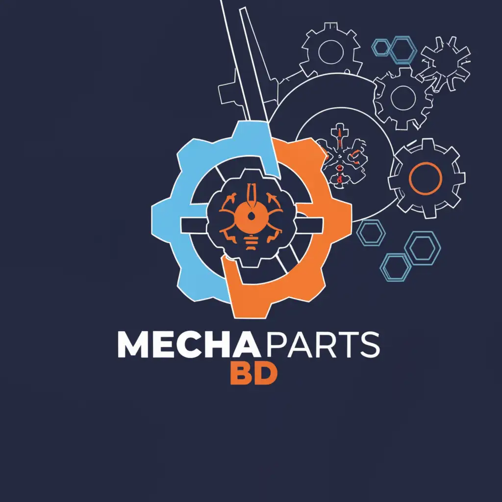 a logo design,with the text "mecha parts bd", main symbol:gear, bolt, wrench, thread,Moderate,be used in Technology industry,clear background