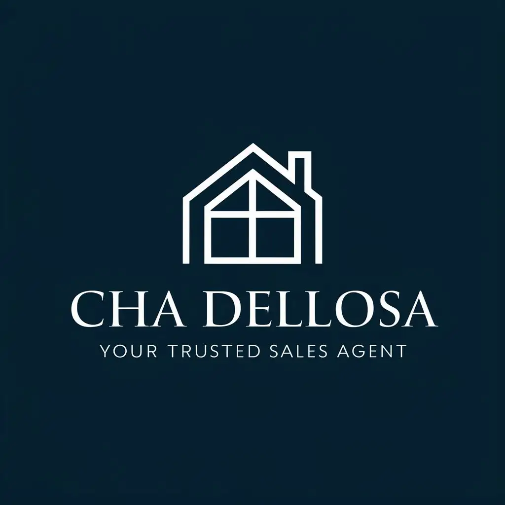 logo, House, with the text "Cha Dellosa, Your Trusted Sales Agent", typography, be used in Real Estate industry