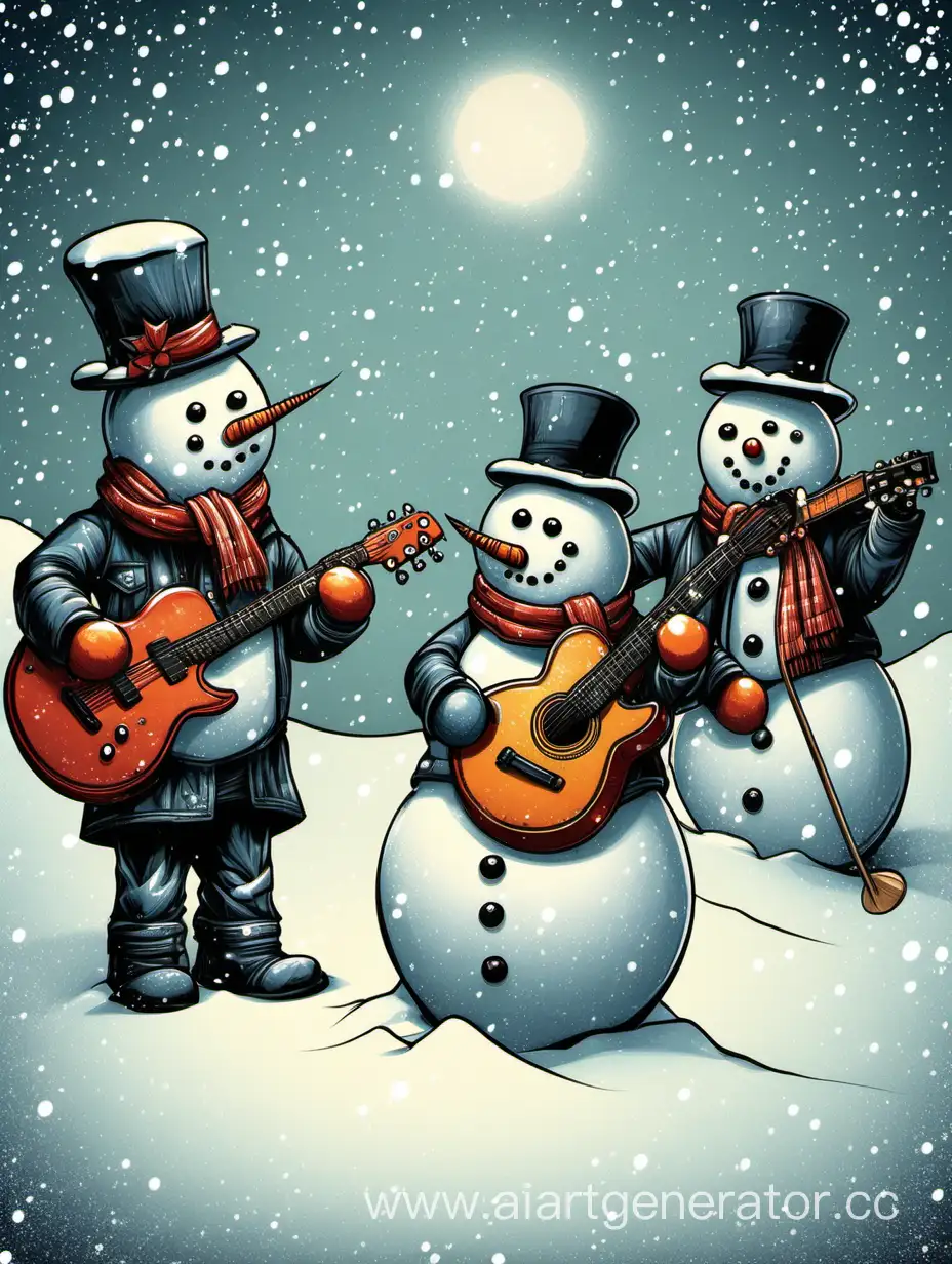 Cool-Snowmen-Rock-Band-Playing-Musical-Instruments-in-a-Winter-Jam-Session