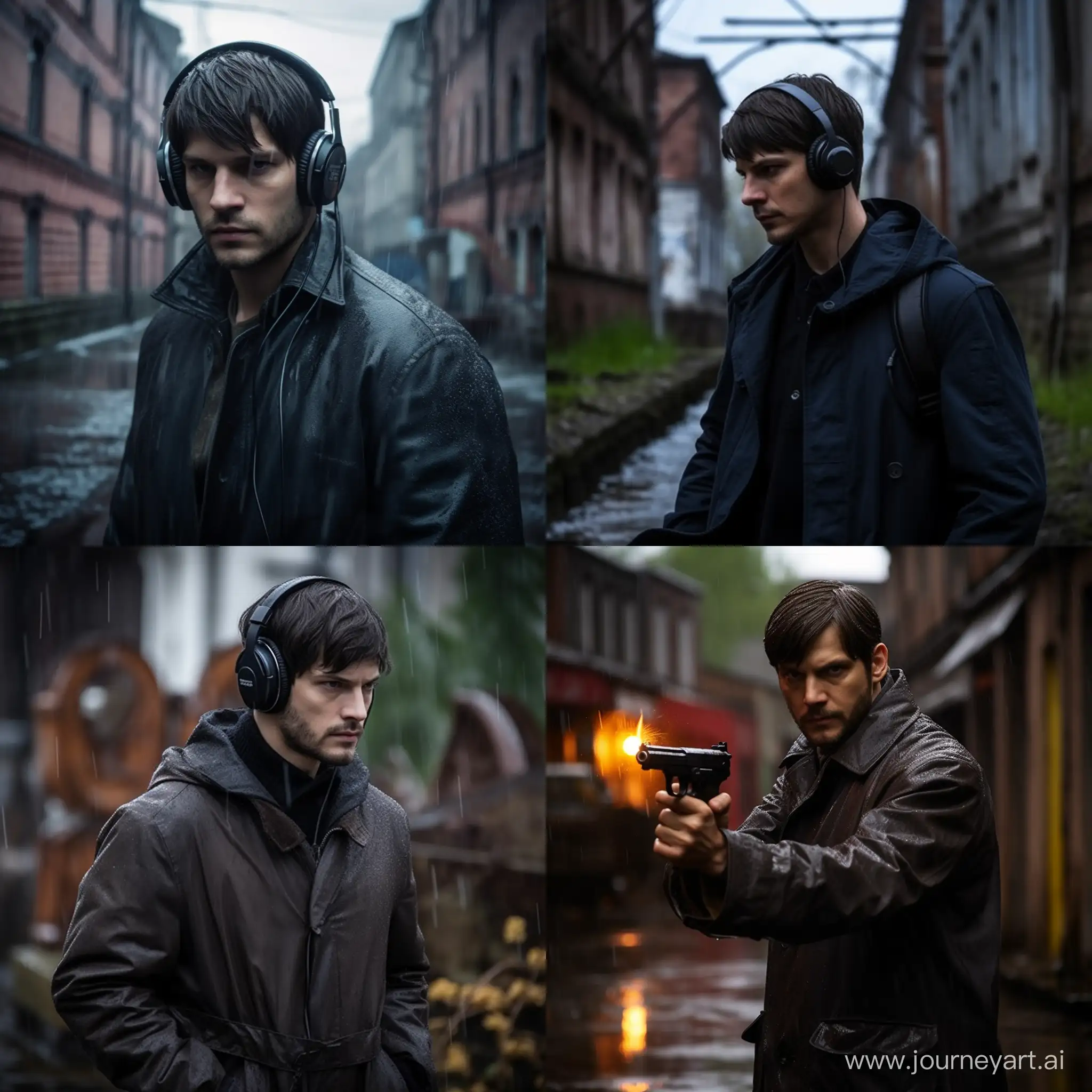 Ashton-Kutcher-Portrays-Danila-Bagrov-the-Brooding-Gangster-Amidst-St-Petersburg-Rain-with-a-Gun-and-Headphones