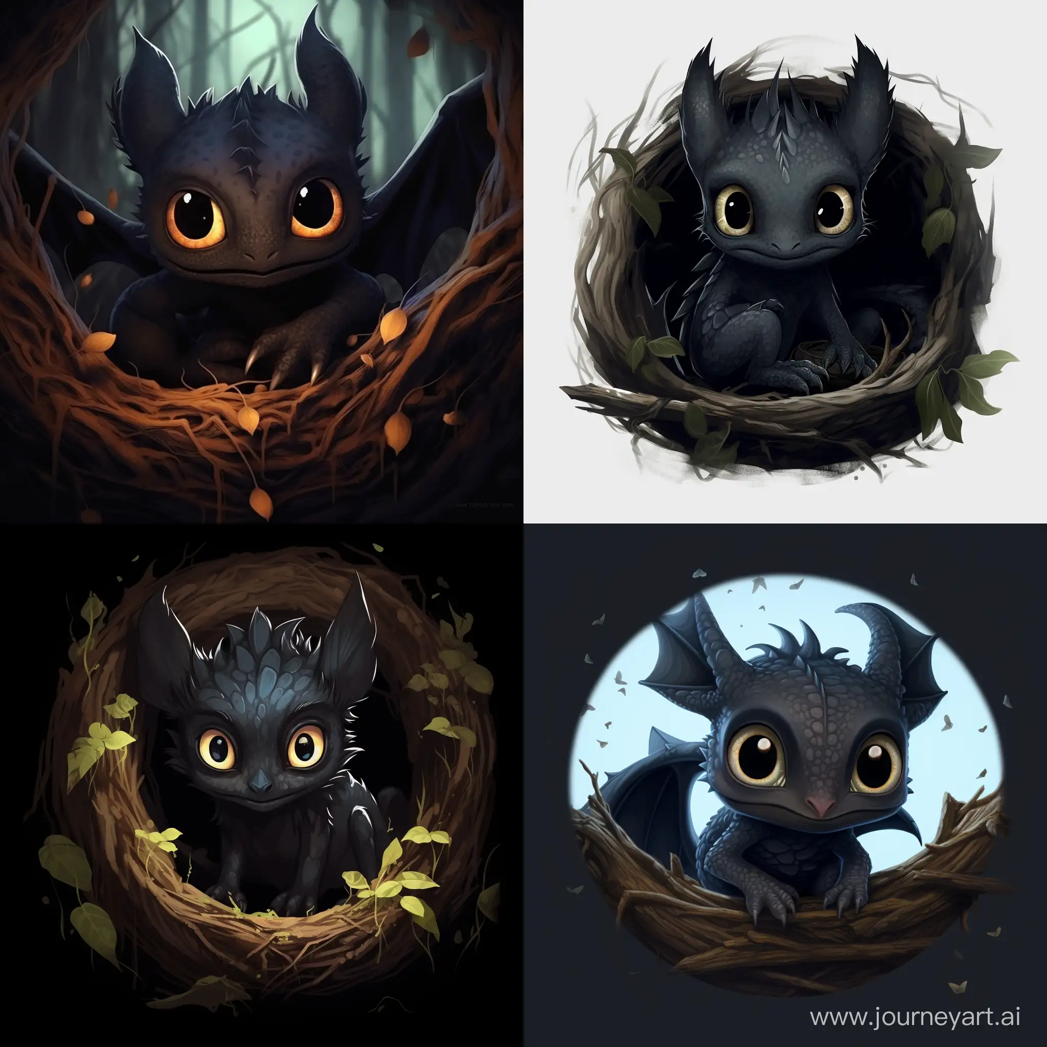Adorable-Black-Dragon-Cub-Nestled-in-Dark-Surroundings