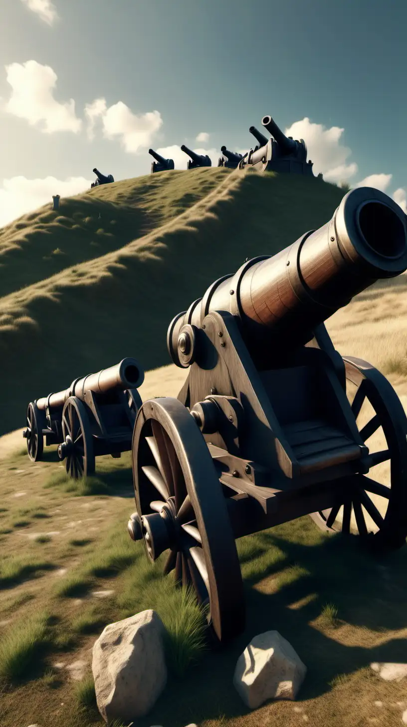 15th Century Hilltop Cannons in UltraRealistic Cinematic Lighting 8K HD