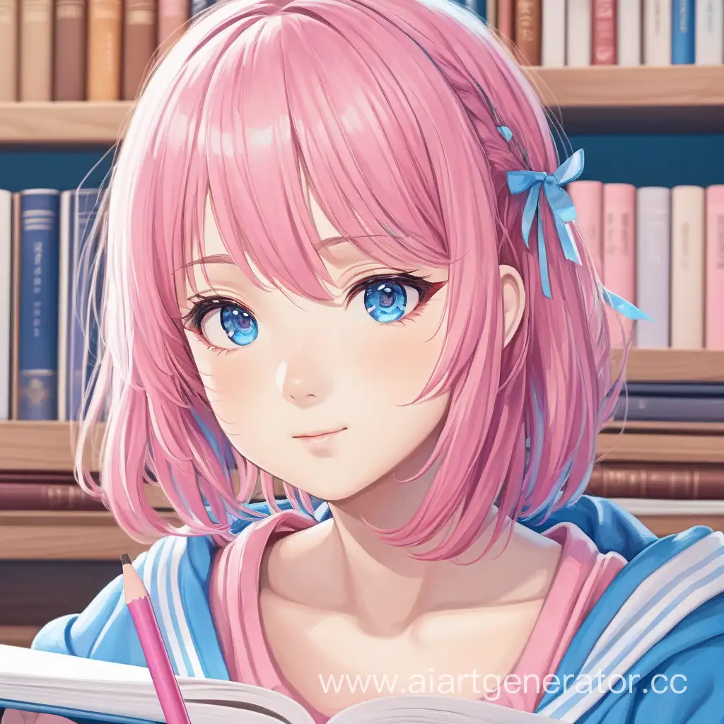 University-Student-Anime-Girl-Studying-in-Pink-and-Blue