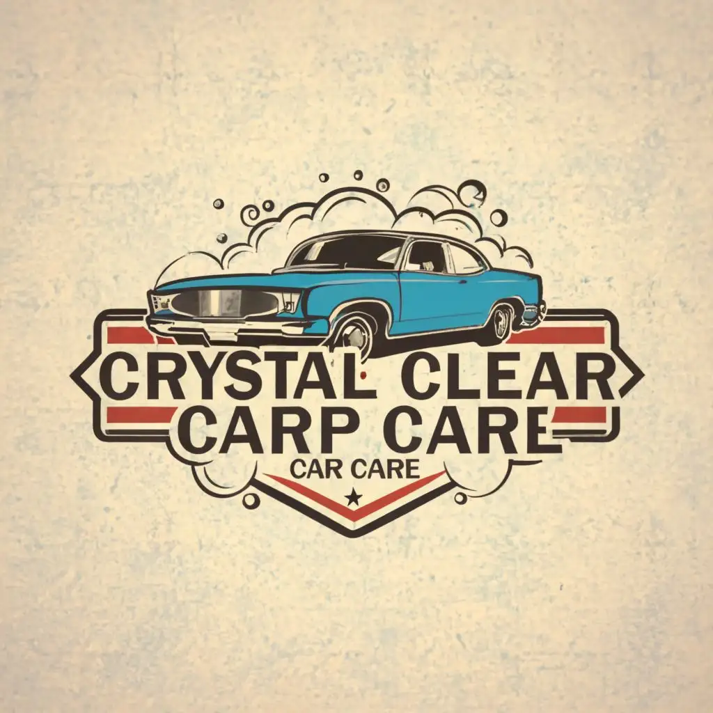 LOGO-Design-for-Crystal-Clear-Car-Care-Vintage-Car-Wash-with-Modern-Clarity