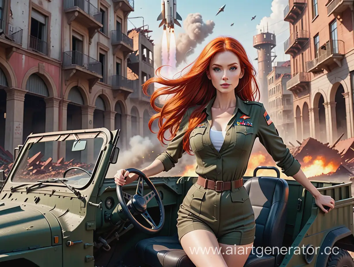Resilient-Warrior-Woman-Navigating-WarTorn-City-in-Military-Vehicle
