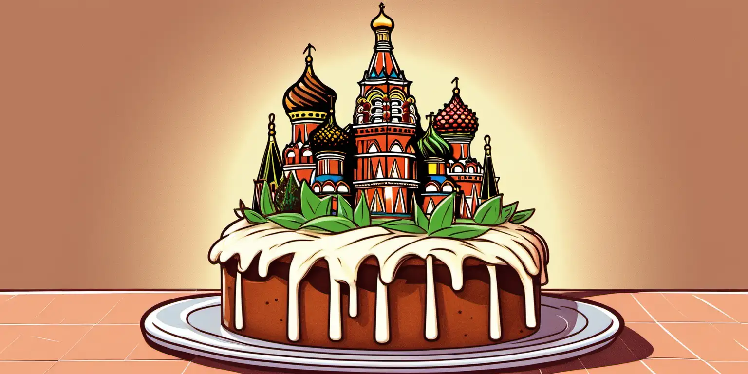 Whimsical Cartoon St Basils Cake Illustration